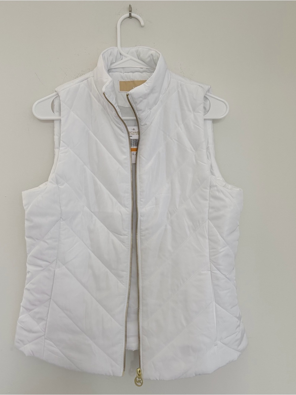 Michael Kors White Puffer Vest with Gold Accents - Picture 2 of 11